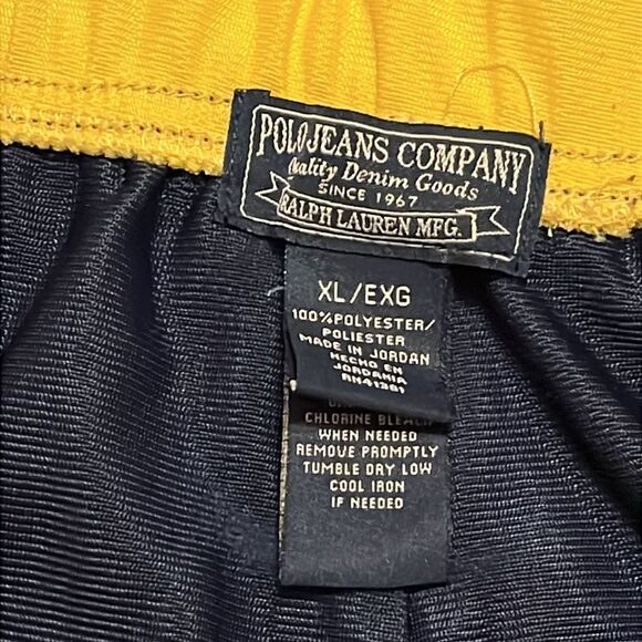 Vintage Men’s Polo Jeans Company Blue and Yellow Basketball Shorts Size XL - Picture 5 of 8